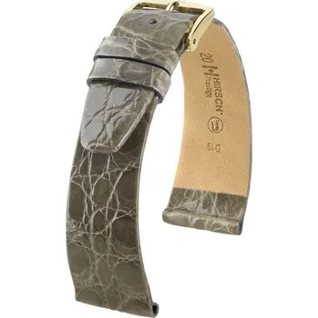 Módní doplněk Kožený řemínek Hirsch Prestige M 02308130-1, šedý, krokodýlí kůže, délka M, Quick Release