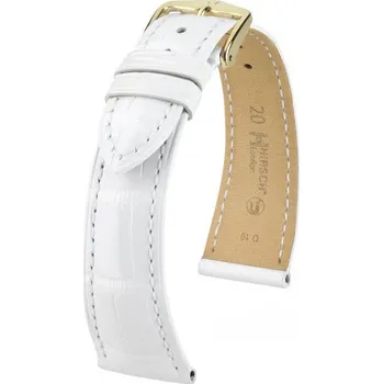 Módní doplněk Kožený řemínek Hirsch London M 04207100-1, bílý, aligátoří kůže, délka M, Quick Release - 18 mm