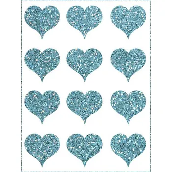 Galanterie Engross Nažehlovací obrázky třpytivé - Srdce menší barva: světle modrá