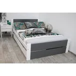 Maxi-Drew Postel z masivu Lea 160x200 borovice + rošt, bílá - šedá