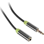 Kabel GoGEN Jack 3,5mm, 2,5m, prodlužovací, pozlacené konektory - černý