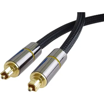 Audio kabel PremiumCord Optický audio kabel Toslink, OD:7mm, Gold-metal design + Nylon 2m