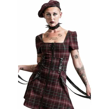 Dámské šaty šaty dámské KILLSTAR - Grave Rebellion - BLOOD TARTAN - XXL