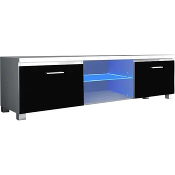 Obývací pokoj Tempo Kondela RTV stolek, bílá / černá extra vysoký lesk HG, LUGO 2