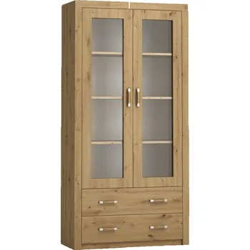 Knihovna Vitrína se zásuvkami dub artisan MEGAN W2