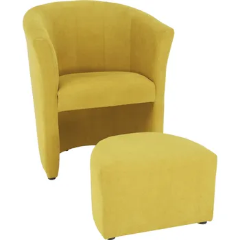 Křeslo Tempo Kondela Klubové křeslo s taburetem, hořčicová, ROSE