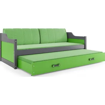 Postel BMS GROUP Dětská postel s přistýlkou DAVID 80x190 cm, grafitová/zelená (Volba matrace: Pěnová matrace)