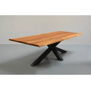 Jídelní stůl HAHNHOLZ Stůl z masivního dřeva v kombinaci s křížovým rámem (DUB) Objednat v délce: 140 cm, šířka: 80 cm, výška: 70 cm