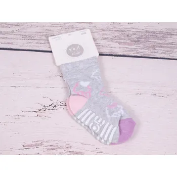 Ponožky YO ABS protiskluzové šedé s růžovou velikosti ponožek: 18-20 ( EUR vel. 27-30)