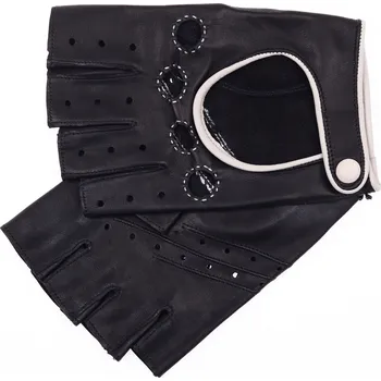 Rukavice Špongr Pánské kožené řidičské rukavice LUCAS BP černé s béžovými detaily Velikost: 9 1/2"