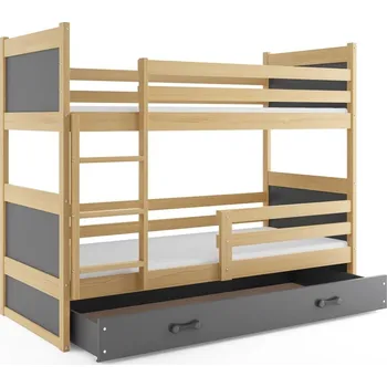 Postel BMS GROUP Patrová postel RICO 80x190 cm, borovice/grafitová (Volba matrace: Pěnová matrace)