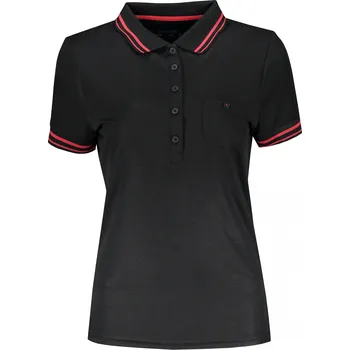 Dámská móda Dámské triko s límečkem funkční komfort JAMES NICHOLSON JN701 BLACK/RED S