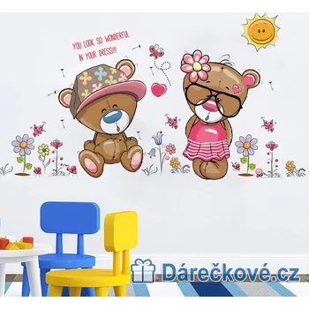 Samolepící dekorace Samolepka kreslení medvídci, samolepka na zeď, vel. 70x50cm