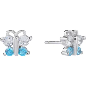 Náušnice Bealio BEALIO Stříbrné náušnice MOTÝL AKVAMARÍN 03-10794-0749