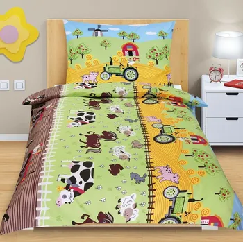 Povlečení Bellatex Junior farma 140 x 200, 70 x 90 cm zipový uzávěr