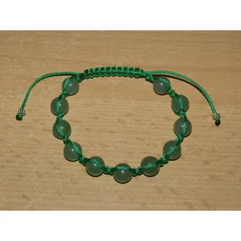 Drahý kámen Drhaný Shamballa náramek - avanturín zelený - zelená šňůrka - dn17