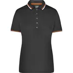 Dámské triko s límečkem fashion JAMES NICHOLSON JN965 BLACK/WHITE/ORANGE XL