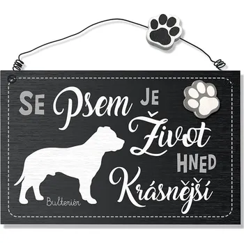 Gadget Nekupto Dekorace cedule se psem Bulteriér