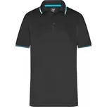 Pánské triko s límečkem fashion JAMES NICHOLSON JN966 BLACK/WHITE/TURQUOISE S