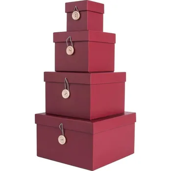 Úložný box Sada 4 boxů, krabic Uniform červená Present Time (Barva- červená)
