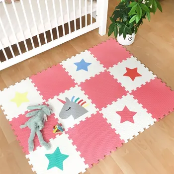 MINIDECKFLOOR PĚNOVÉ PUZZLE 12 DÍLŮ - JEDNOROŽEC A HVĚZDY