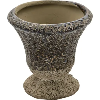 Květináč Keramický šedý květináč v antickém stylu Declan - Ø 9*9 cm