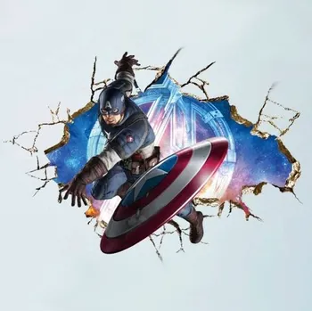 Samolepící dekorace Kapitán Amerika samolepka na zeď, 70x50cm