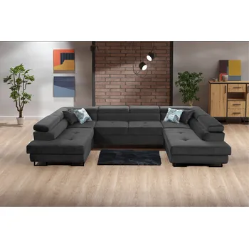 Sedací souprava Rozkládací rohová sedačka WENIA U tmavě šedá