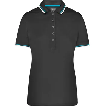 Dámské tričko Dámské triko s límečkem fashion JAMES NICHOLSON JN965 BLACK/WHITE/TURQUOISE XL