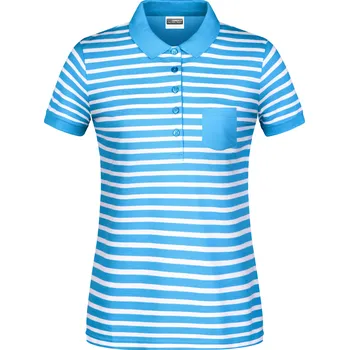 Dámské triko s límečkem JAMES NICHOLSON 8029 ATLANTIC/WHITE XS