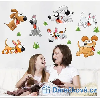 Samolepící dekorace Kreslení pejsci, samolepka na zeď, vel. 120x60 cm
