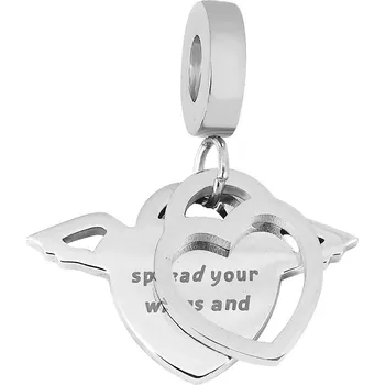 Přívěsek BRUNOshop.cz Dvojitý visací přívěsek na náramek SRDCE S KŘÍDLY