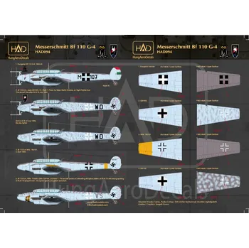 Plastikový model HAD models 1/48 Decal Bf 110 G-4 (HU M-107, 3 Luftwaffe)