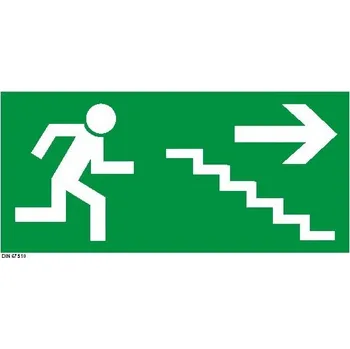 Únikové schodiště vpravo dolů-plastová fotoluminiscenční tabulka