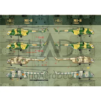 Plastikový model HAD models 1/72 Decal Mi-8 (Hungary, Kirgizistan,Cambodia)