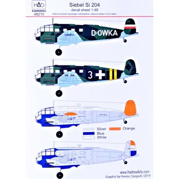 Plastikový model HAD models 1/48 Decal Siebel Si 204 (4x camo)