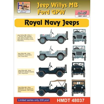 Plastikový model HM decals 1/48 Decals Jeep Willys MB/Ford GPW Royal Navy