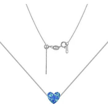 Náhrdelník NUBIS® Stříbrný náhrdelník srdce opál - NBS03-OP05