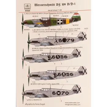 Plastikový model HAD models 1/48 Decal Messerschmitt Bf 109 B/D-1