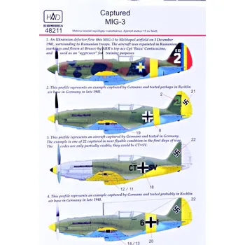 Plastikový model HAD models 1/48 Decal MiG-3 Captured (4x camo)