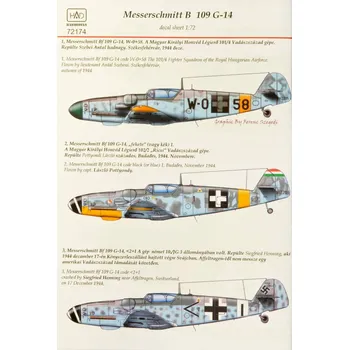 Plastikový model HAD models 1/72 Decal Messerschmitt Bf 109 G-14 (3x camo)