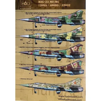 Plastikový model HAD models 1/32 Decal MiG-23 MF/ML (6x camo)