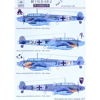Plastikový model HAD models 1/48 Decal Bf 110 D-3/E-2 'AFRIKA' Part 2