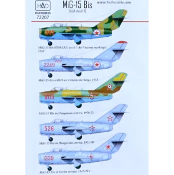 Plastikový model HAD models 1/72 Decal MiG-15Bis (North Korea, USSR, Hungary)