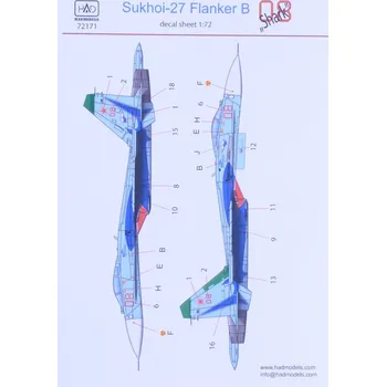 Plastikový model HAD models 1/72 Decal Su-27 Flanker B 'Shark 08'