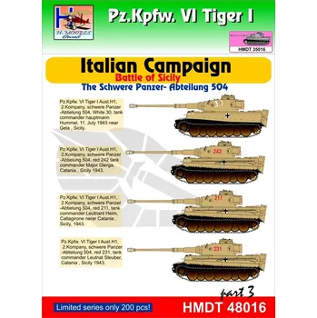Plastikový model HM decals 1/48 Decals Pz.Kpfw.VI Tiger I Italian Campaign 3