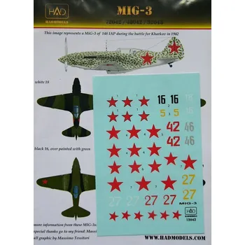 Plastikový model HAD models 1/72 Decal MiG-3 (5x Russian camo) Part 1