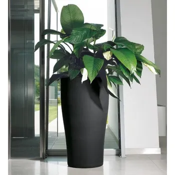 Květináč EURO 3 PLAST S.p.A. Venkovní květináč TULUM - 2373, Rozměry Ø 35 (35 x 51 h.) lt. 18, Barva (official) Perlová černá