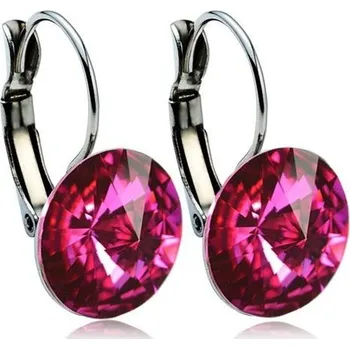 Náušnice Ocelové náušnice s krystaly Swarovski 12 mm, FUCHSIA