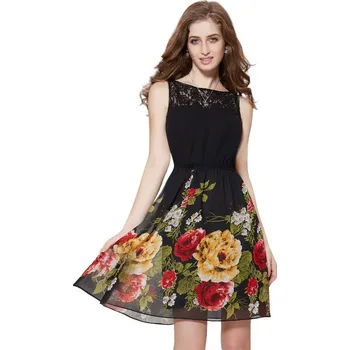 Dámské šaty Ever Pretty šaty černé s květy krátké 5190 Velikost: XL / 42 / 12 / 14